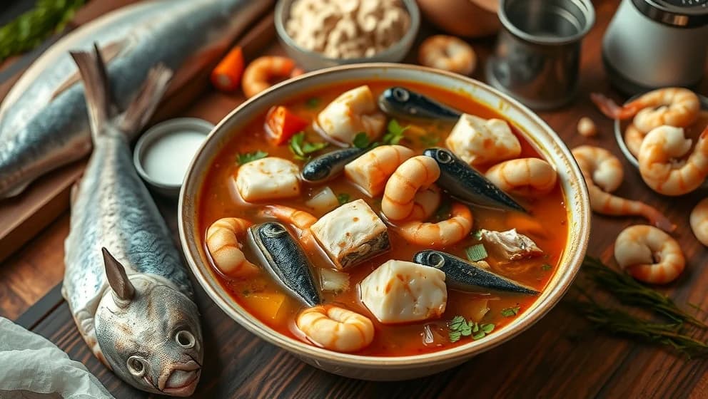 Fiskgryta med lax, torsk och räkor